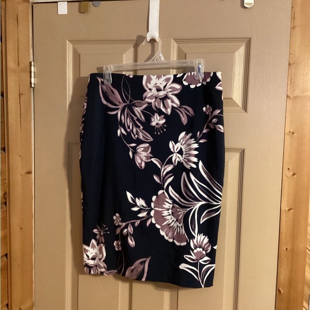 Cleo Navy and Purple Floral Pencil Skirt